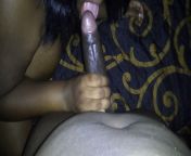 Черная толстуха сосет головку